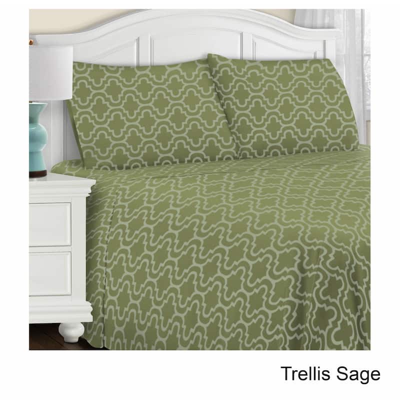 Superior All Season Brushed Flannel Trellis Pillowcase Set (Set of 2) - King Trellis - Sage