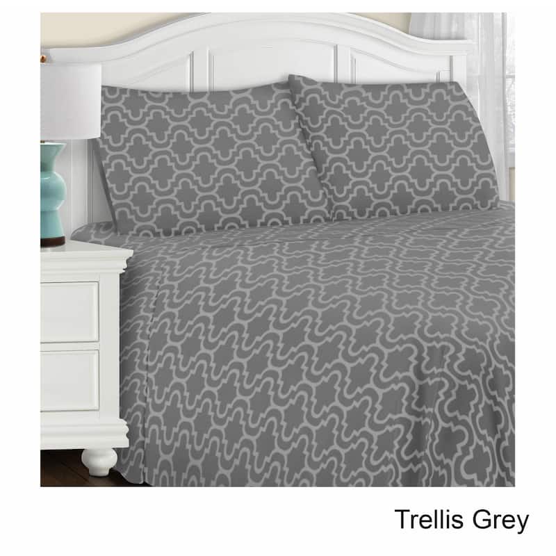 Superior All Season Brushed Flannel Trellis Pillowcase Set (Set of 2) - King Trellis - Grey
