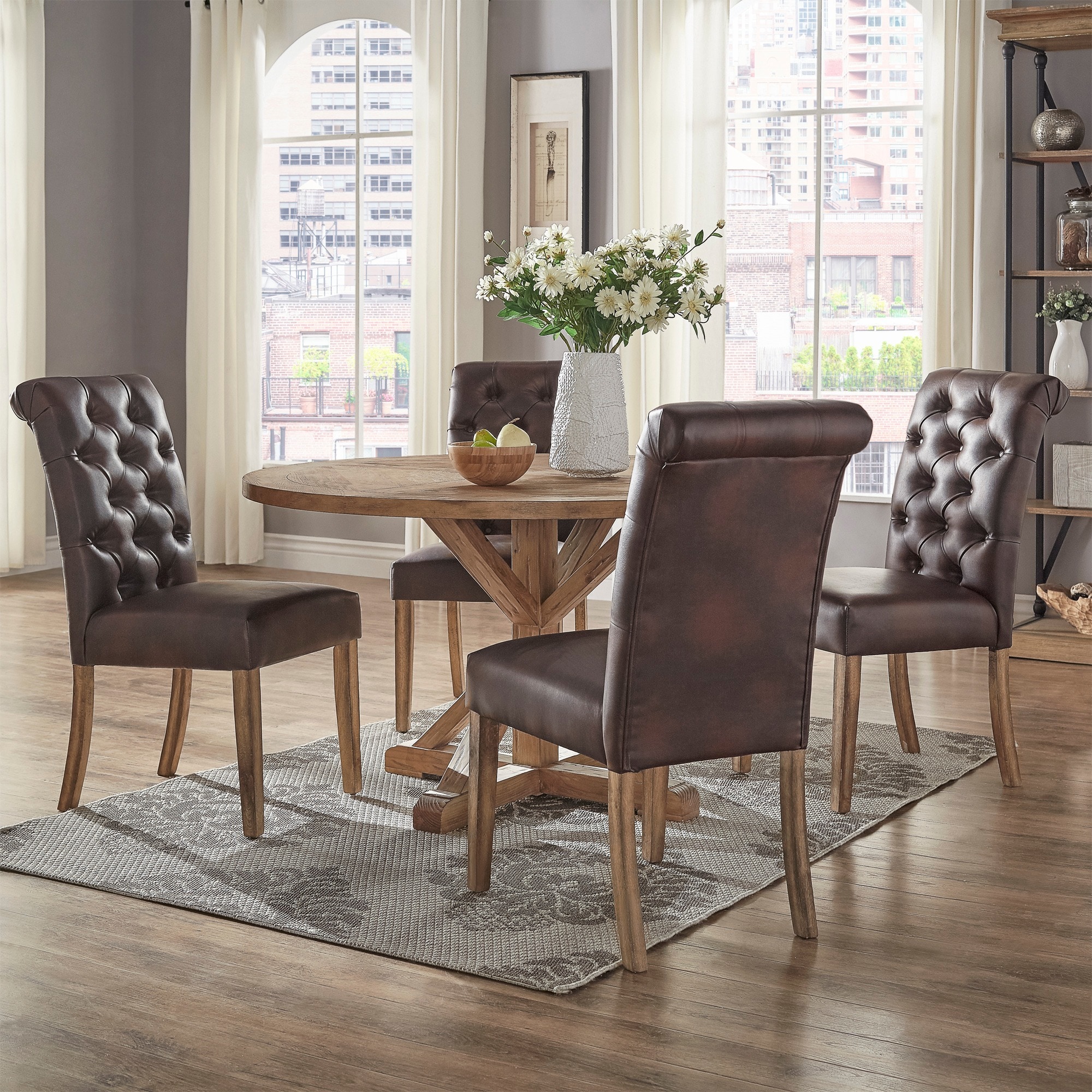 Benchwright round deals dining table