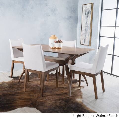 Dimitri 5-piece Wood Large Rectangular Mid-Century Dining Set with Curved Legs by Christopher Knight Home