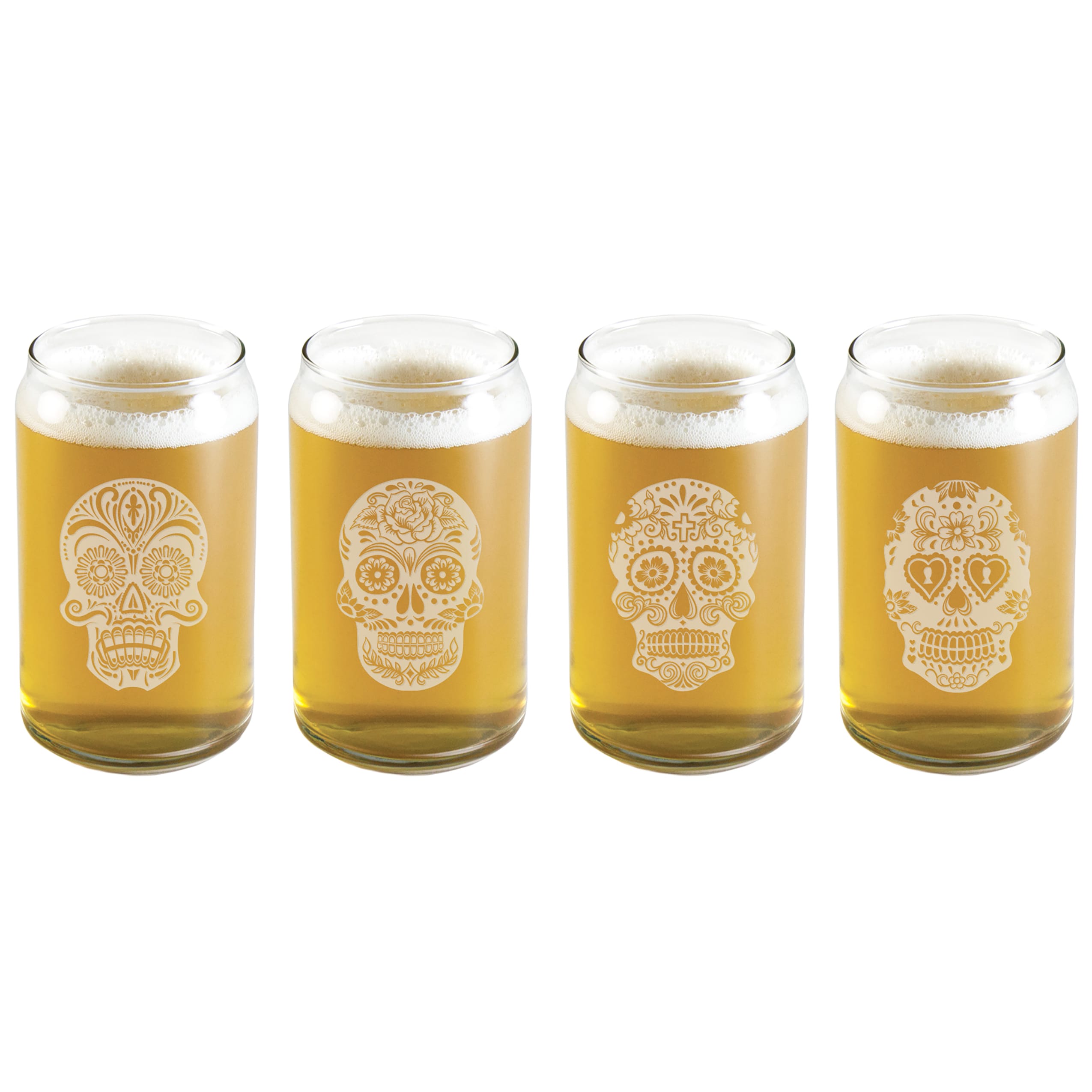 Sugar Skull 20oz Large Beer Pilsner Glass | Set of 4