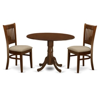 East West Furniture 3-piece Kenley Dining Table with 2 Drop-leaves and 2 Chairs in Espresso (Buttermilk/Cherry)