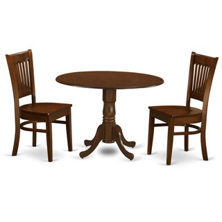 East West Furniture 3-piece Kenley Dining Table with 2 Drop-leaves and 2 Chairs in Espresso (Black/Cherry)