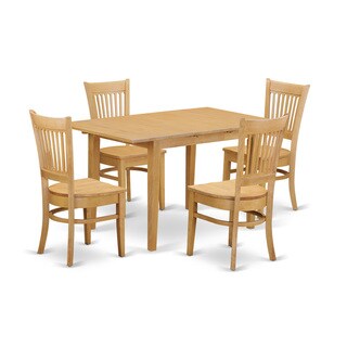 East West Furniture Nova 5-piece Kitchen Dinette Table and Chairs Set - Oak (Wood Seat)