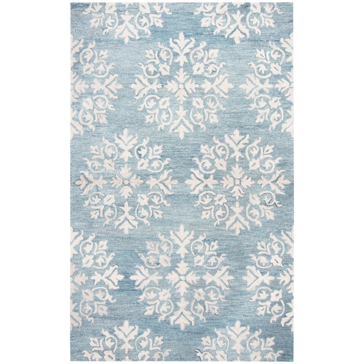 Hand Tufted Napoli Aqua Blue Medallion Wool Area Rug 9 X 12