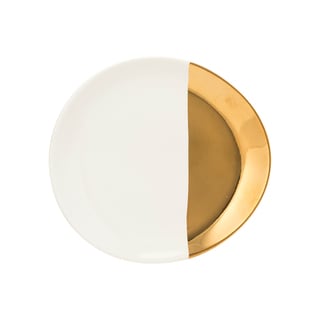 10 Strawberry Street White and Gold 2-tone Oval Salad Plates (Pack of 6)