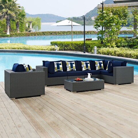 Sojourn 7 Piece Outdoor Patio Sunbrella Sectional Set
