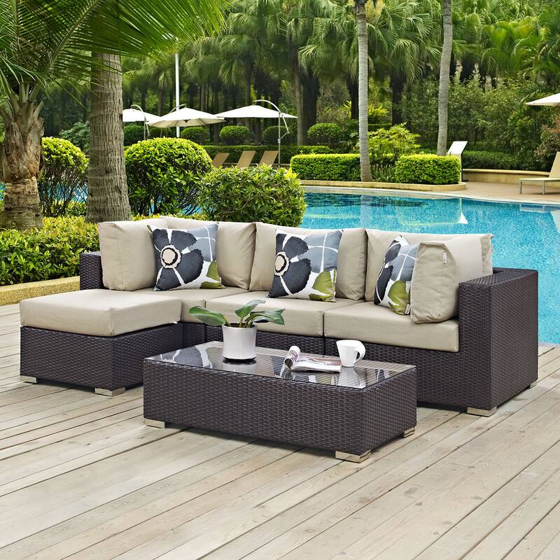 Convene 5 Piece Outdoor Patio Sectional Set