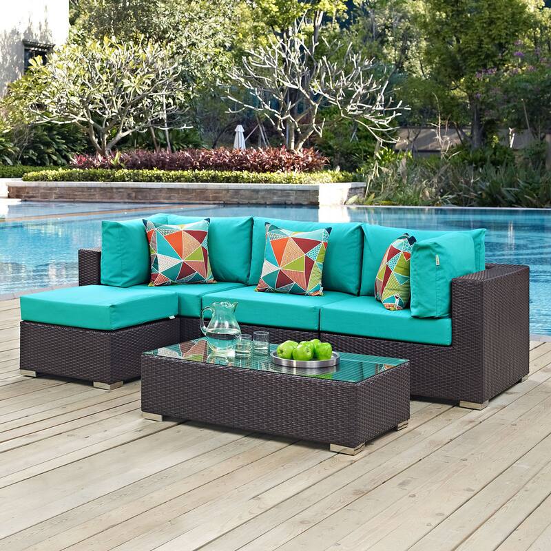 Convene 5 Piece Outdoor Patio Sectional Set