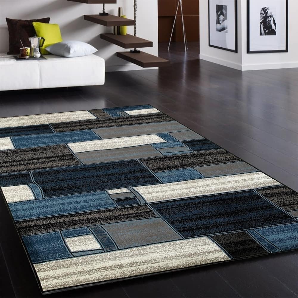 Sevita Charcoal/Blue Olefin Area Rug - 9'2" x 12'6"/Surplus