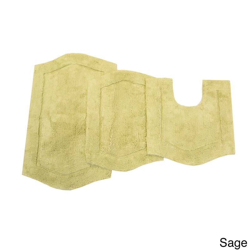 Home Weavers Waterford 3-Peice Bath Rug set with Contour - Green