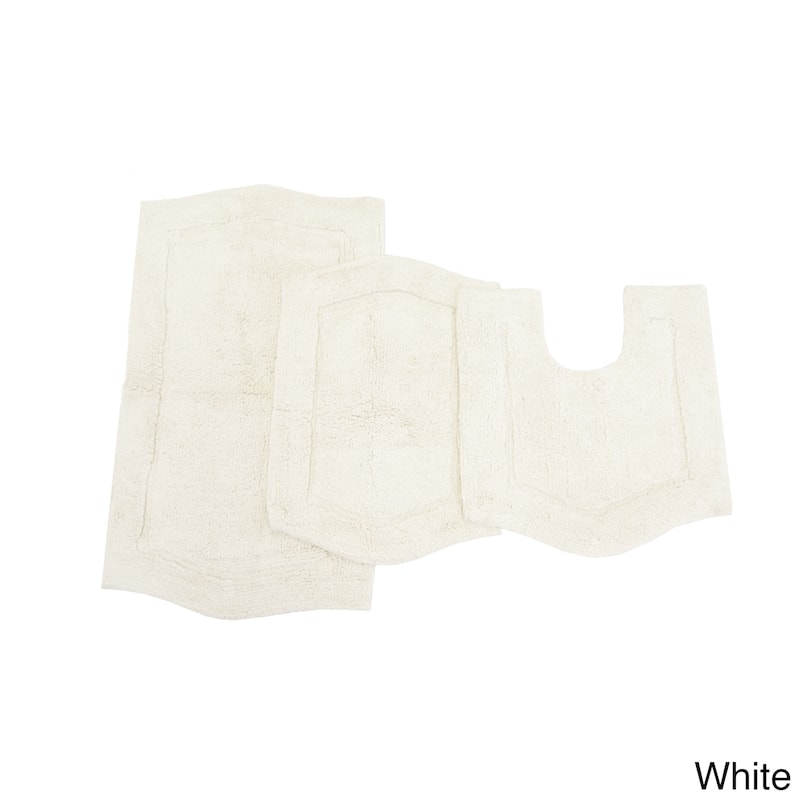 Home Weavers Waterford 3-Peice Bath Rug set with Contour - White