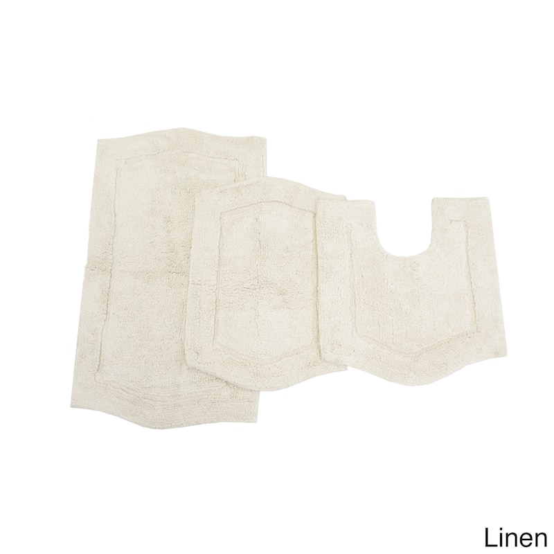 Home Weavers Waterford 3-Peice Bath Rug set with Contour - Linen