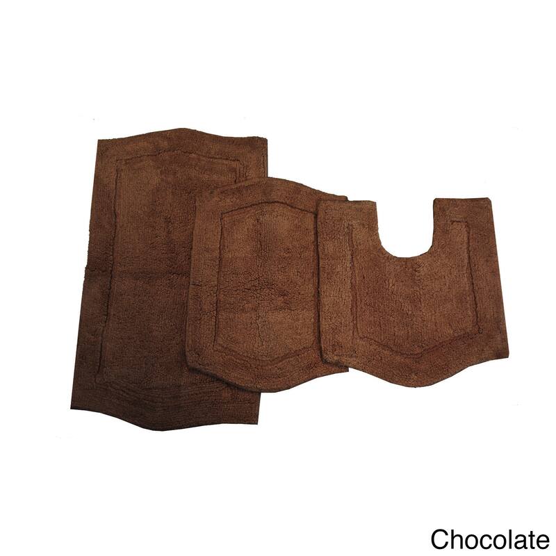 Home Weavers Waterford 3-Peice Bath Rug set with Contour - Chocolate