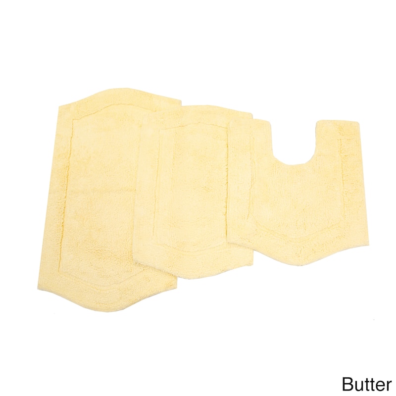 Home Weavers Waterford 3-Peice Bath Rug set with Contour - Yellow