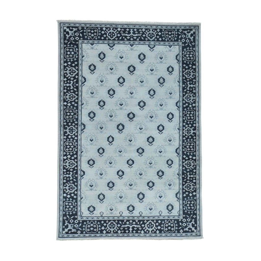 Shahbanu Rugs Hand-knotted Pure Wool Turkish Knot Oushak Cropped Thin Rug (9'8 x13'9)