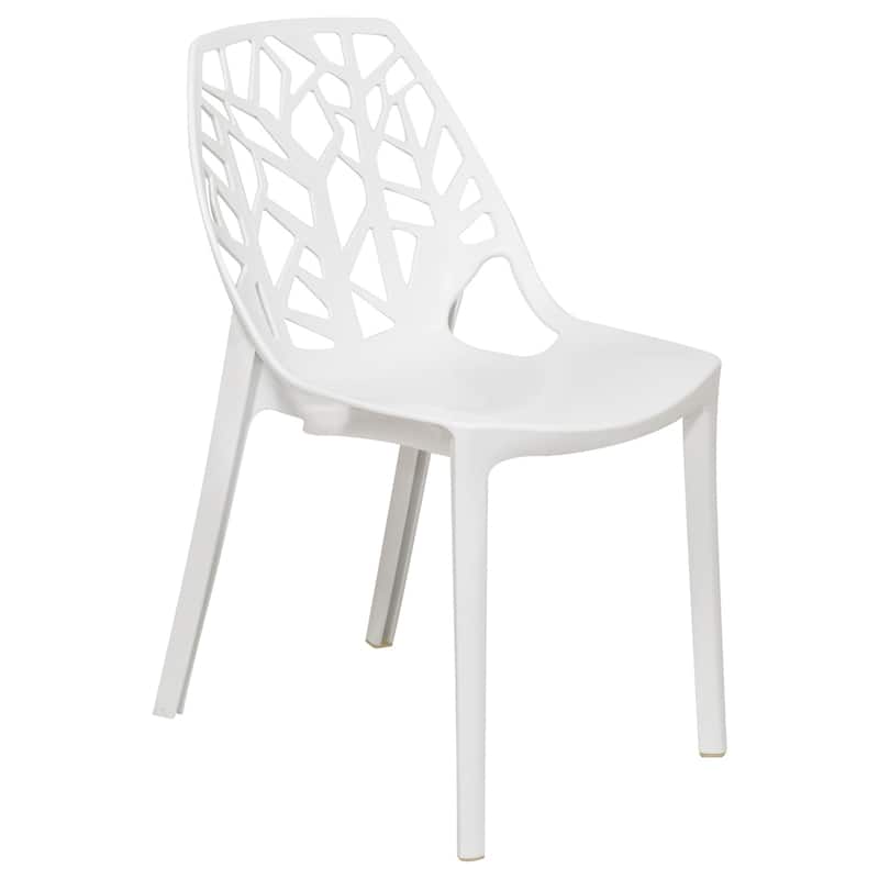 LeisureMod Modern Flora White Cut-out Plastic Dining Chair