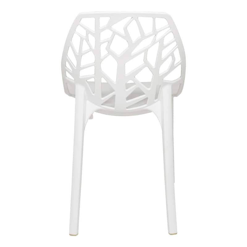 LeisureMod Modern Flora White Cut-out Plastic Dining Chair