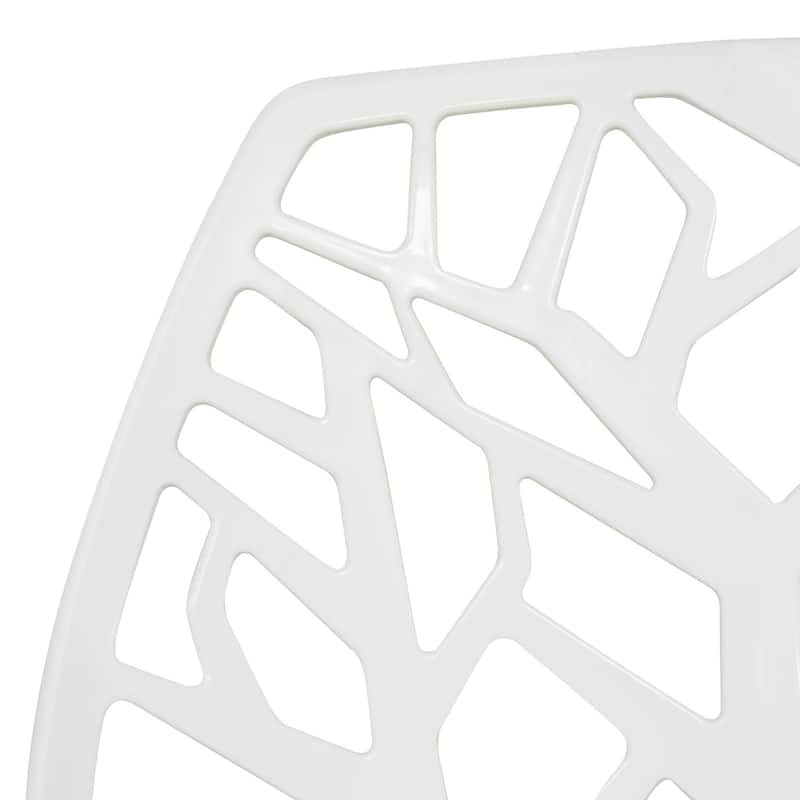 LeisureMod Modern Flora White Cut-out Plastic Dining Chair
