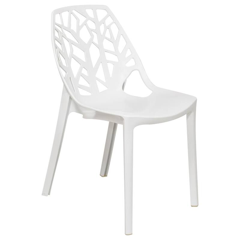 LeisureMod Modern Flora White Cut-out Plastic Dining Chair