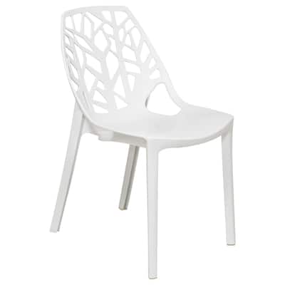 LeisureMod Modern Flora White Cut-out Plastic Dining Chair