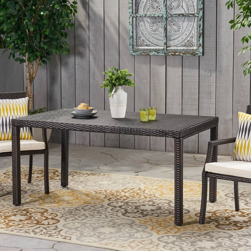Rhode Island Outdoor Wicker Rectangular Dining Table (ONLY) by Christopher Knight Home - 59.05"L x 35.43"W x 29.13"H