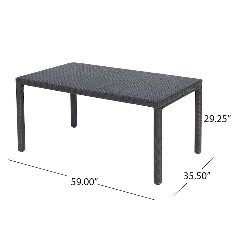 Rhode Island Outdoor Wicker Rectangular Dining Table (ONLY) by Christopher Knight Home - 59.05"L x 35.43"W x 29.13"H
