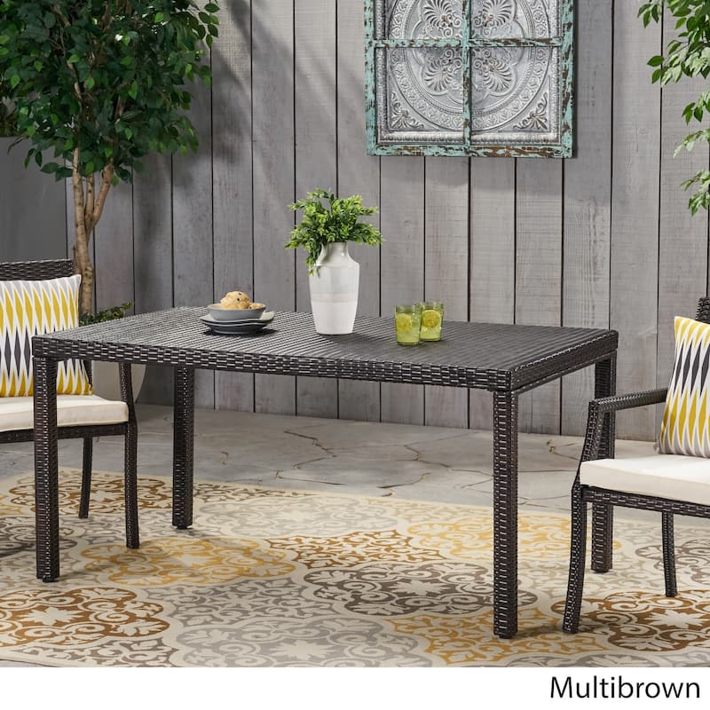 Rhode Island Outdoor Wicker Rectangular Dining Table (ONLY) by Christopher Knight Home - 59.05"L x 35.43"W x 29.13"H