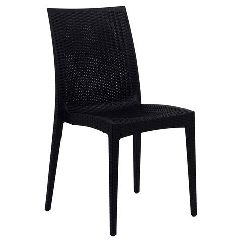 LeisureMod Mace Weave Design Indoor Outdoor Dining Chair in Black