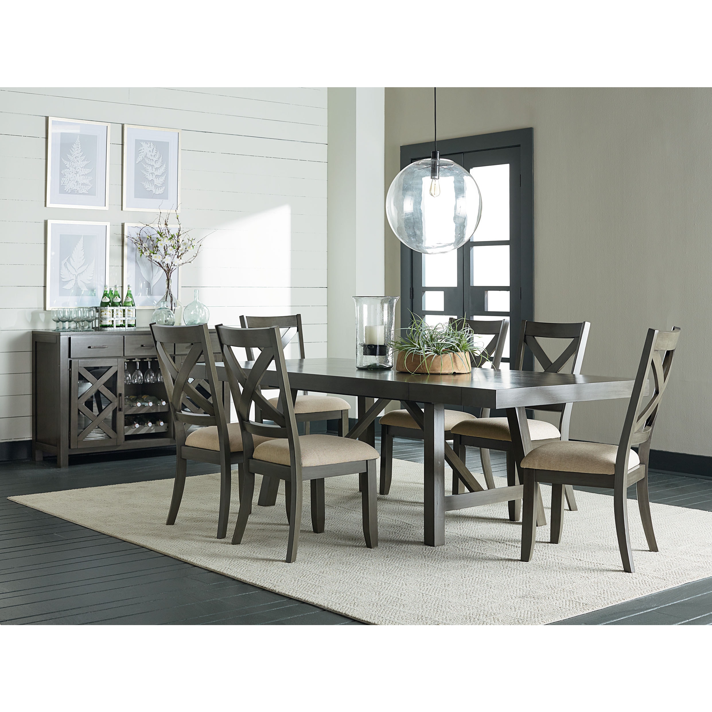 Omaha Dining Grey MDF Veneer Trestle Table Overstock 14369458