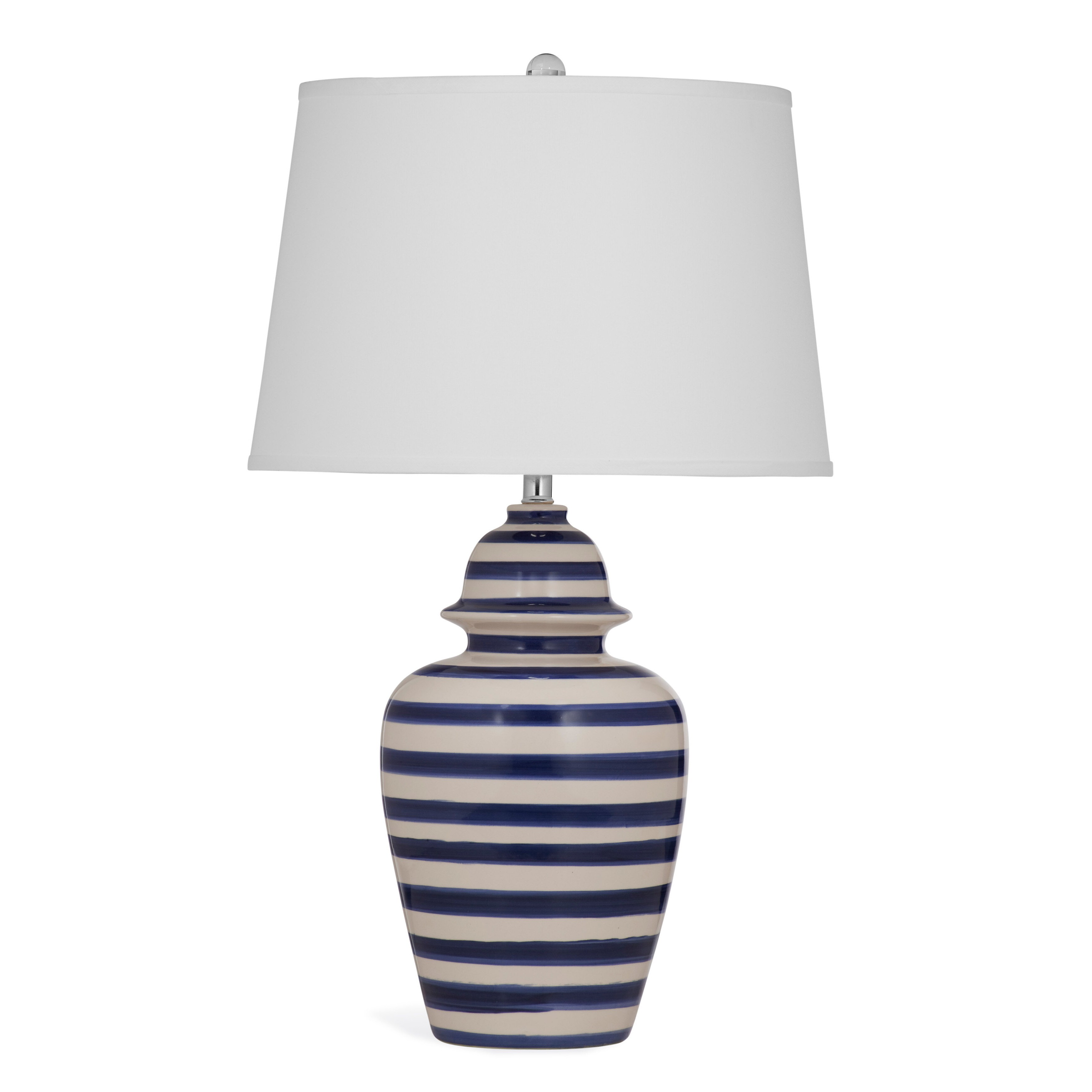 blue and white striped lamp