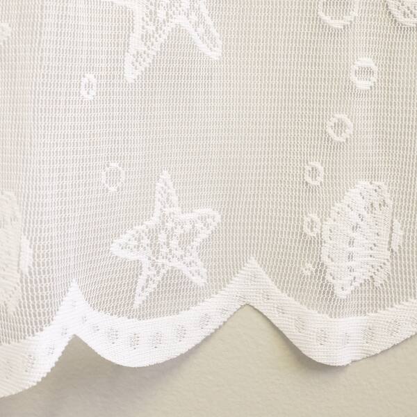 Shop Marine Life Motif Knitted Lace Window Curtain Panel On Sale