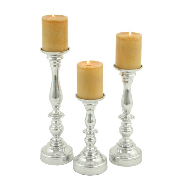 Shop Karter Silver Candle Holders (Set of 3) Free Shipping Today