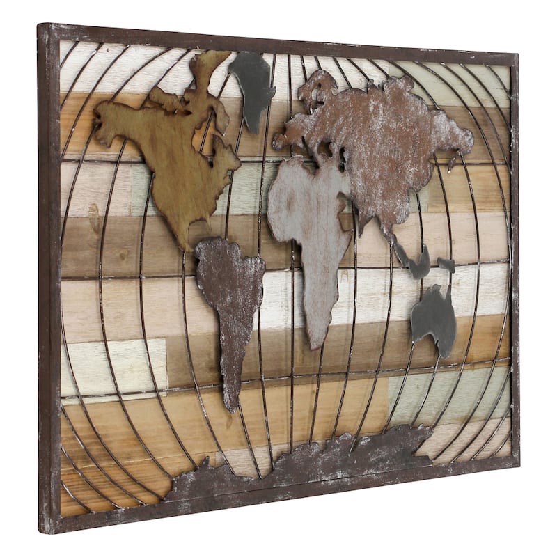 Marco World Map Wall Decor - 24"H x 39.5"W x 1"D