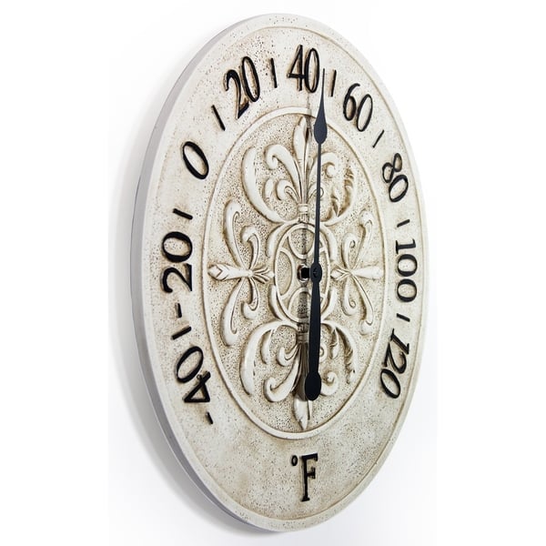 Blanc Fleur White Outdoor Decorative Round 15 Inch Wall Thermometer By Infinity Instruments Overstock 14370336