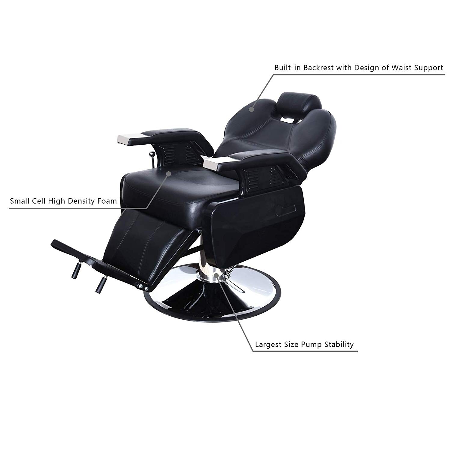 Barberpub Deluxe Hydraulic Recline Black Barber And Salon Chair Overstock 14370682