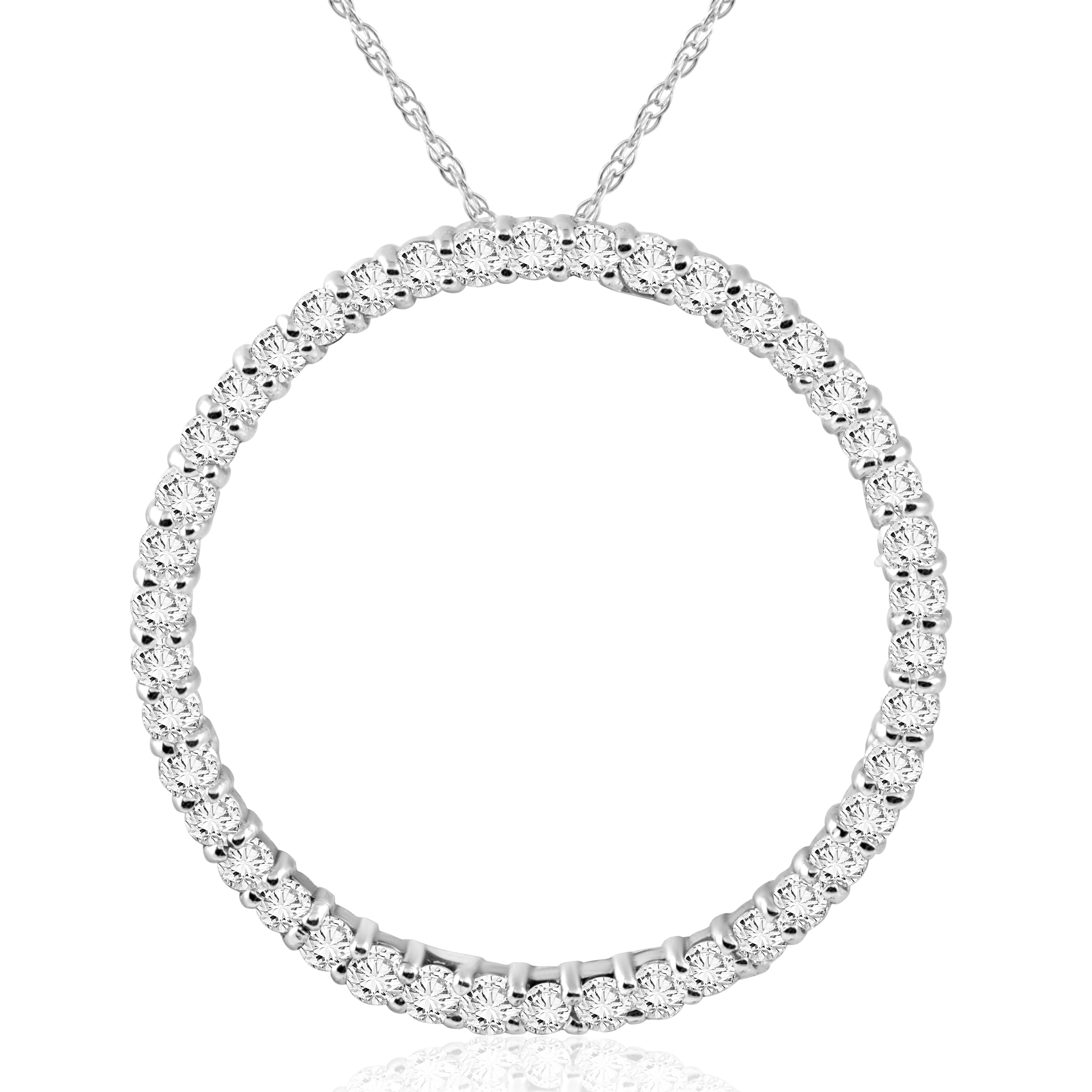 14k White Gold 1ct Tdw Diamond Circle Pendant White Ebay 3158