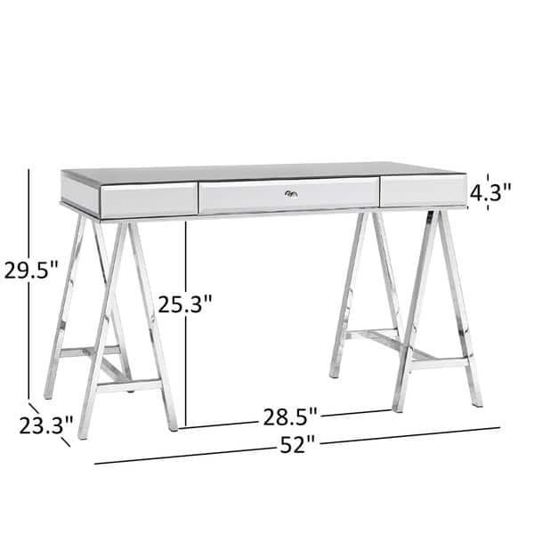 Shop Neron 1 Drawer Mirrored Chrome Sawhorse Desk By Inspire Q