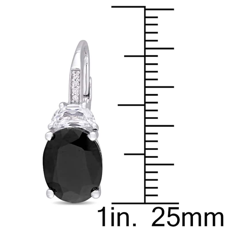 Miadora Sterling Silver Black Sapphire Created White Sapphire Diamond Accent Earrings