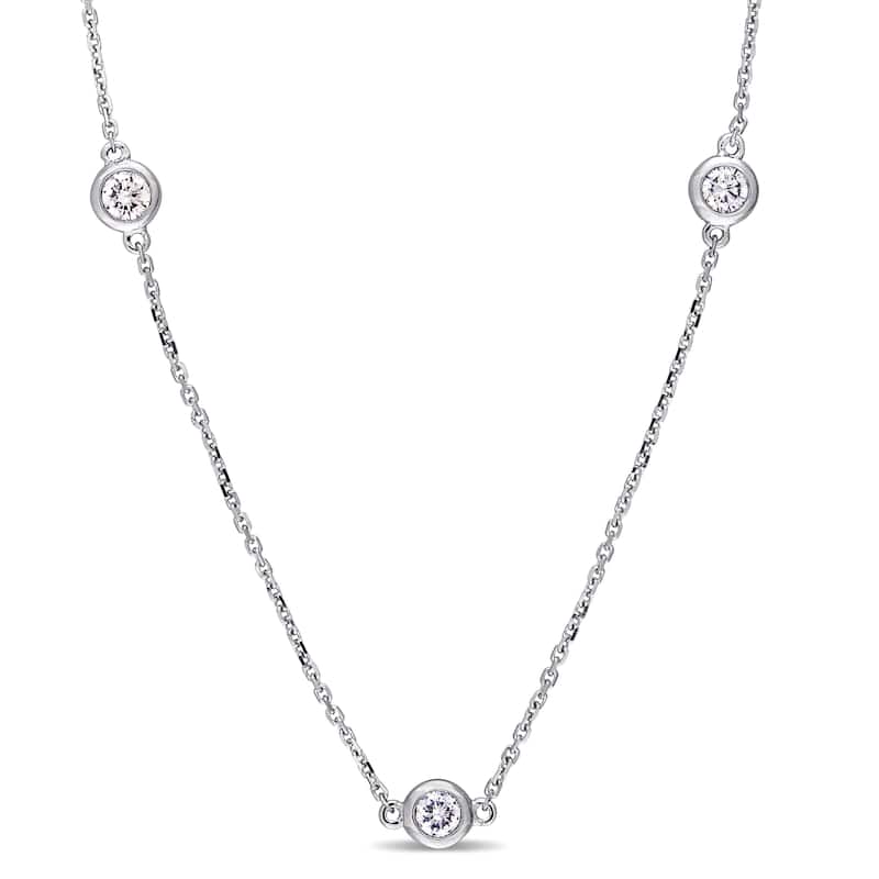 Miadora Signature Collection 14k White Gold 1ct TDW Diamond Station Necklace