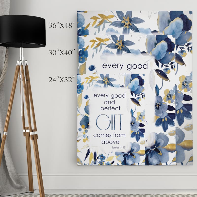 'Indigo Scripture II' Premium Gallery-wrapped Canvas Wall Art