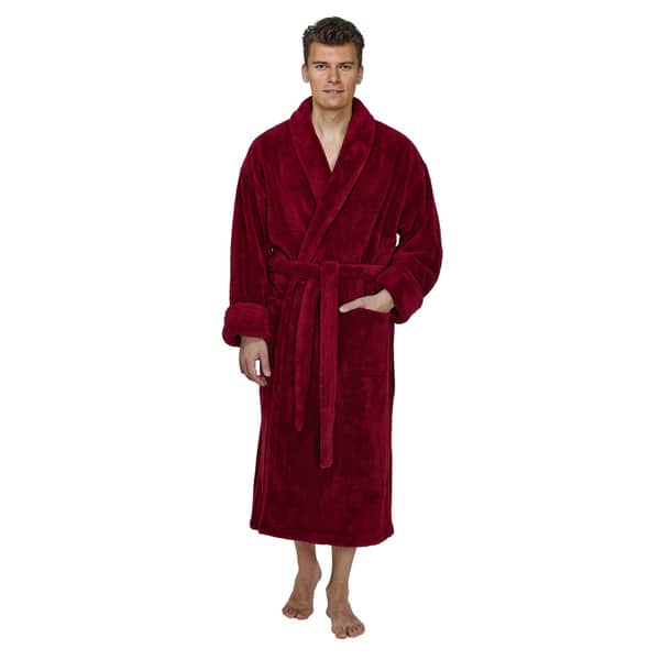 Men's Shawl Collar Fleece Bathrobe Spa Robe