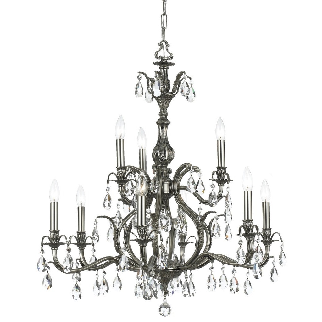 Crystorama Dawson Collection 9-light Pewter/Swarovski Strass Crystal Chandelier - Chandeliers For Bedrooms by Overstock.com