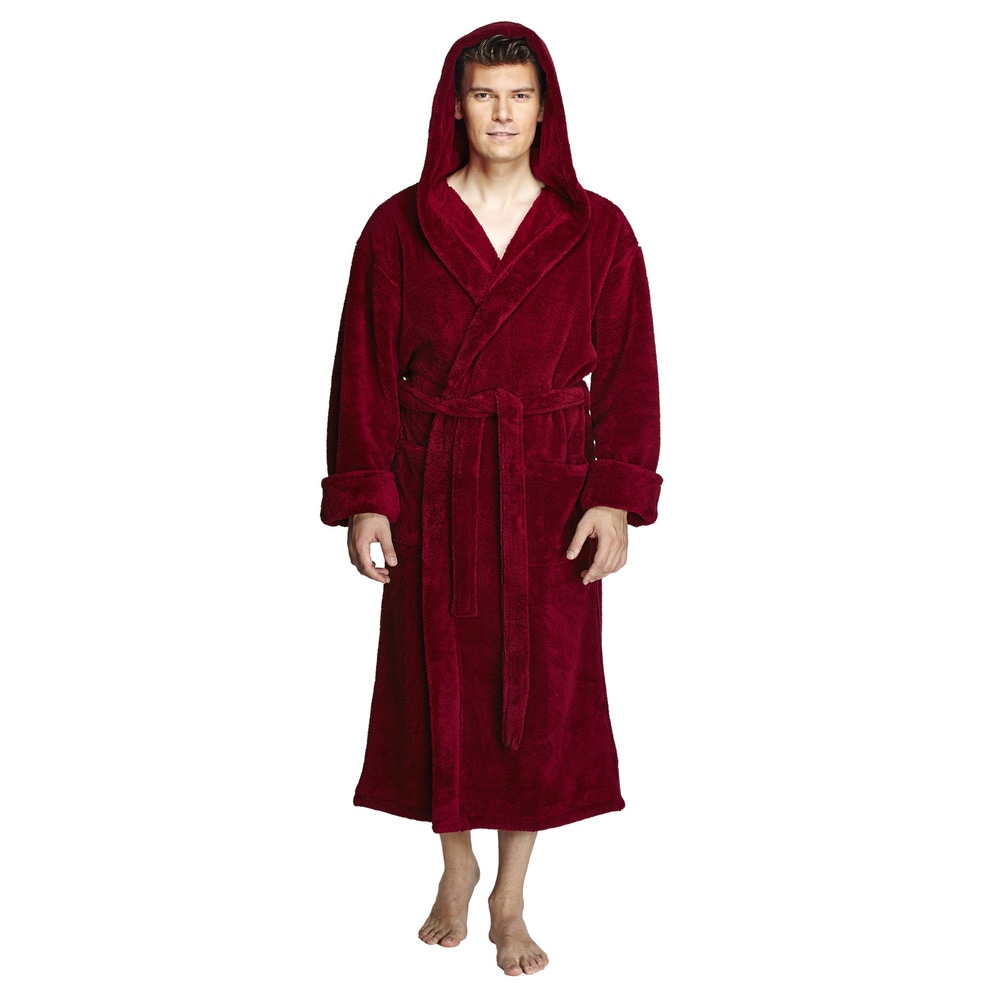 Men's Hooded Soft Plush Fleece Bathrobe Full Length Robe - On Sale - Bed  Bath & Beyond - 14387064