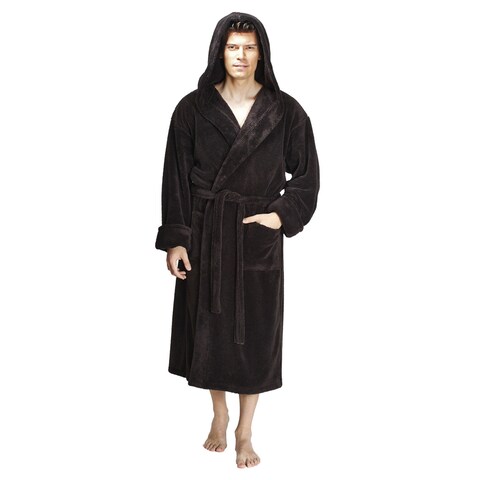 Men's Hooded Soft Plush Fleece Bathrobe w/ Full Length Options