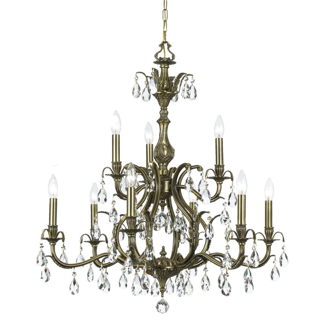 Crystorama Dawson Collection 9-light Antique Brass/Crystal Chandelier - Chandeliers For Bedrooms by Overstock.com