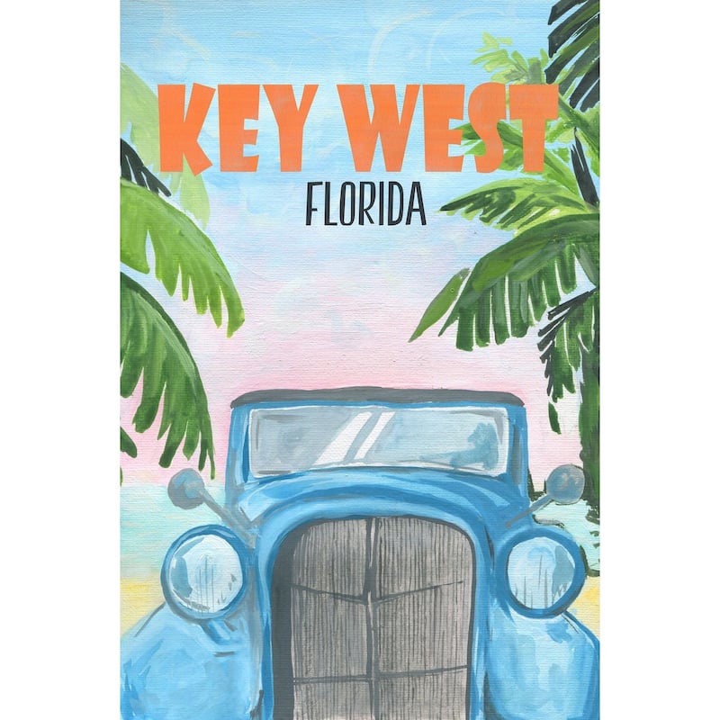 Marmont Hill - 'Key West Poster' Painting Print on Wrapped Canvas - Multi-Color