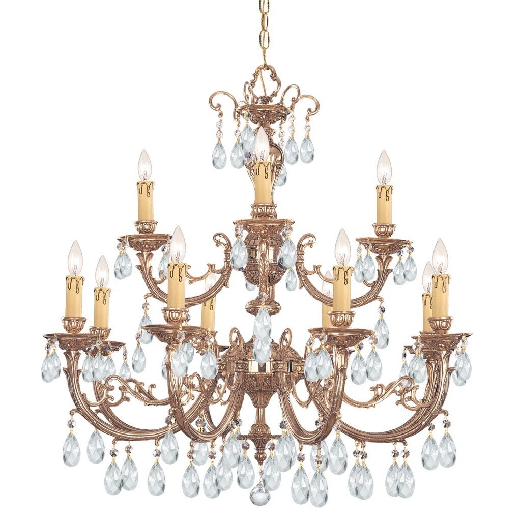 Crystorama Etta Collection 12-light Olde Brass/Swarovski Strass Crystal Chandelier - Chandeliers For Bedrooms by Overstock.com