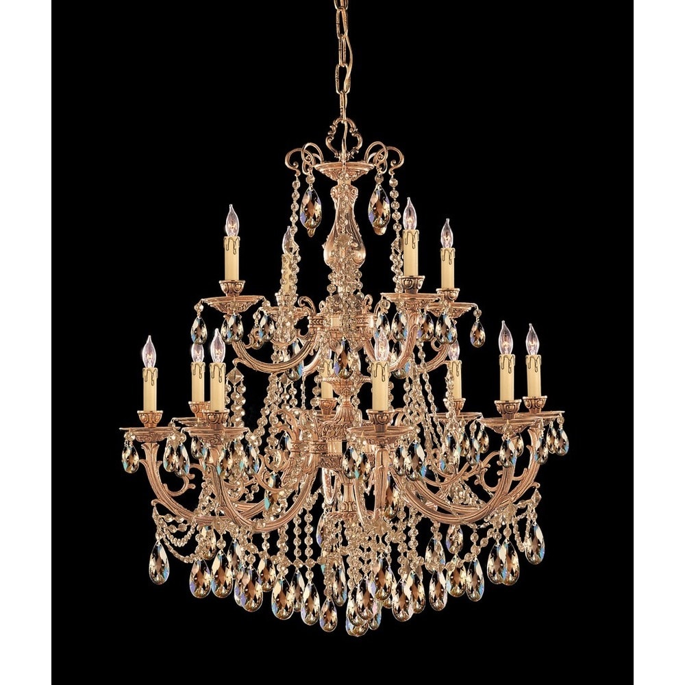 Monaco 12 light Golden Iron Chandelier Clear Glass Crystal Monaco 12 light Golden Iron Chandelier Clear Glass Crystal