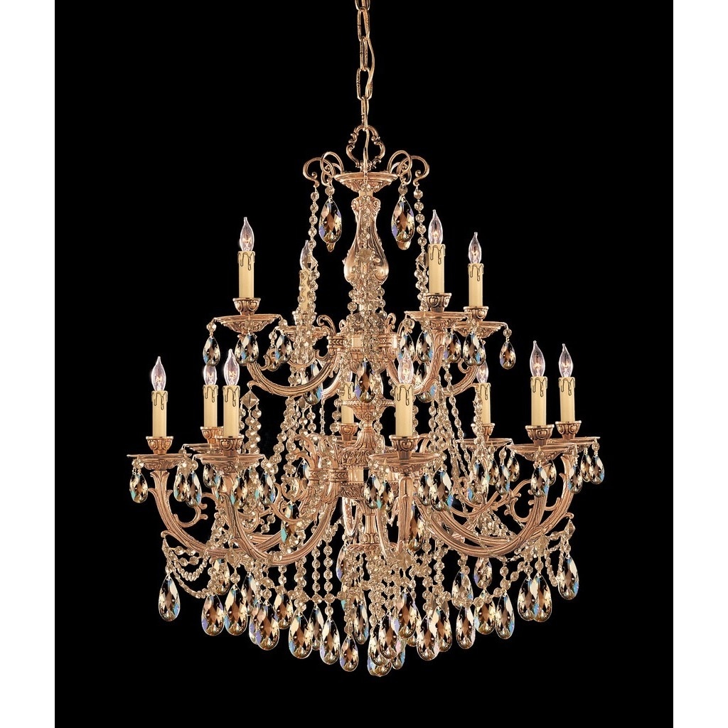 Crystorama Etta Collection 12-light Olde Brass/Golden Teak Swarovski Strass Crystal Chandelier - Chandeliers For Bedrooms by Overstock.com